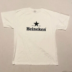 Heineken Beer White Shirt Mens Size Large  Tshirt Stain
